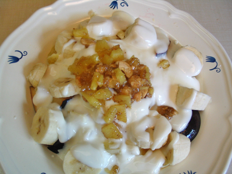 Food - Fruit Salad with Roasted Marmalade Cashew Yogurt Sauce!