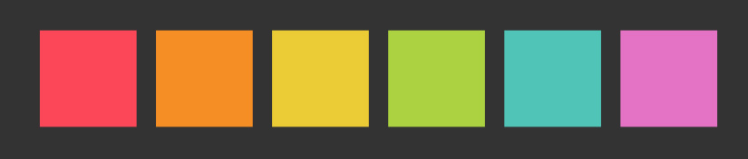 this shows the colors red, orange, yellow, green, blue and pink that matches the array.  Red looks rough, orange is smoother and yellow is very smooth.  Green looks fresh and blue looks wet or airy and pink looks soft or tastes like strawberries.