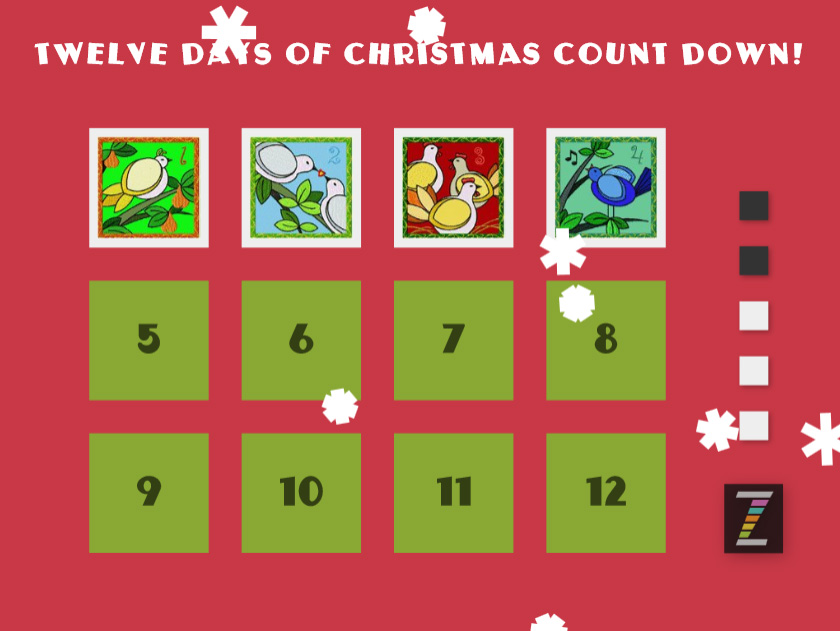 Twelve Days of Christmas Holiday Advent Calendar Card for CodePen